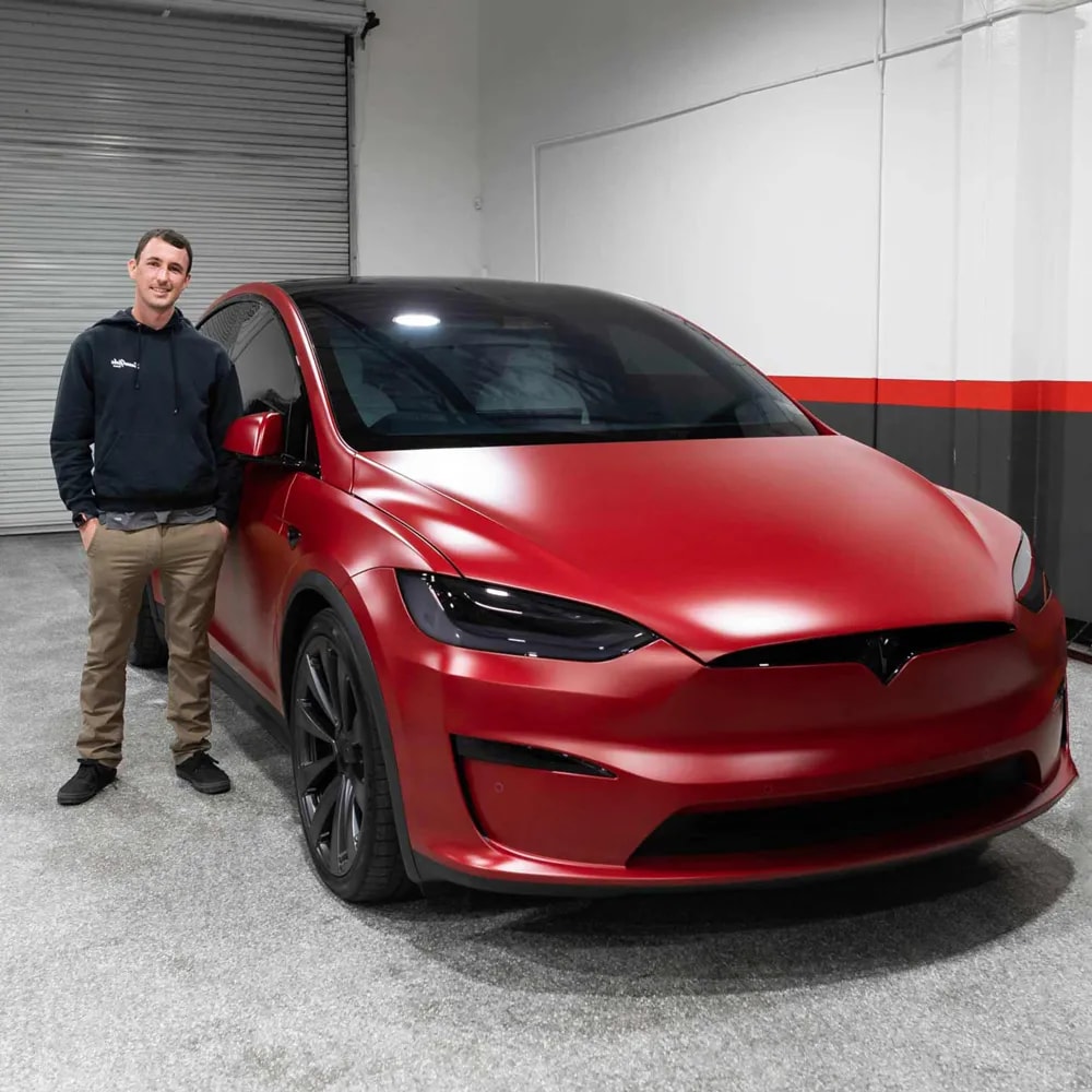 Red Tesla Model X Plaid w/ Stek DynoMatt PPF 