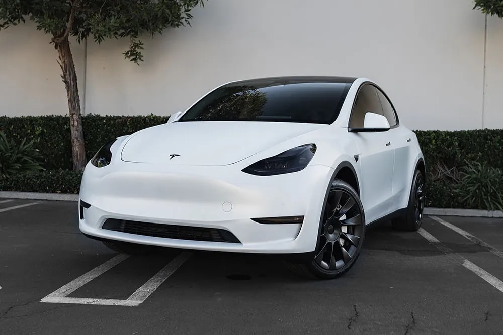 White Tesla Model Y w/ Stek DynoMatt PPF