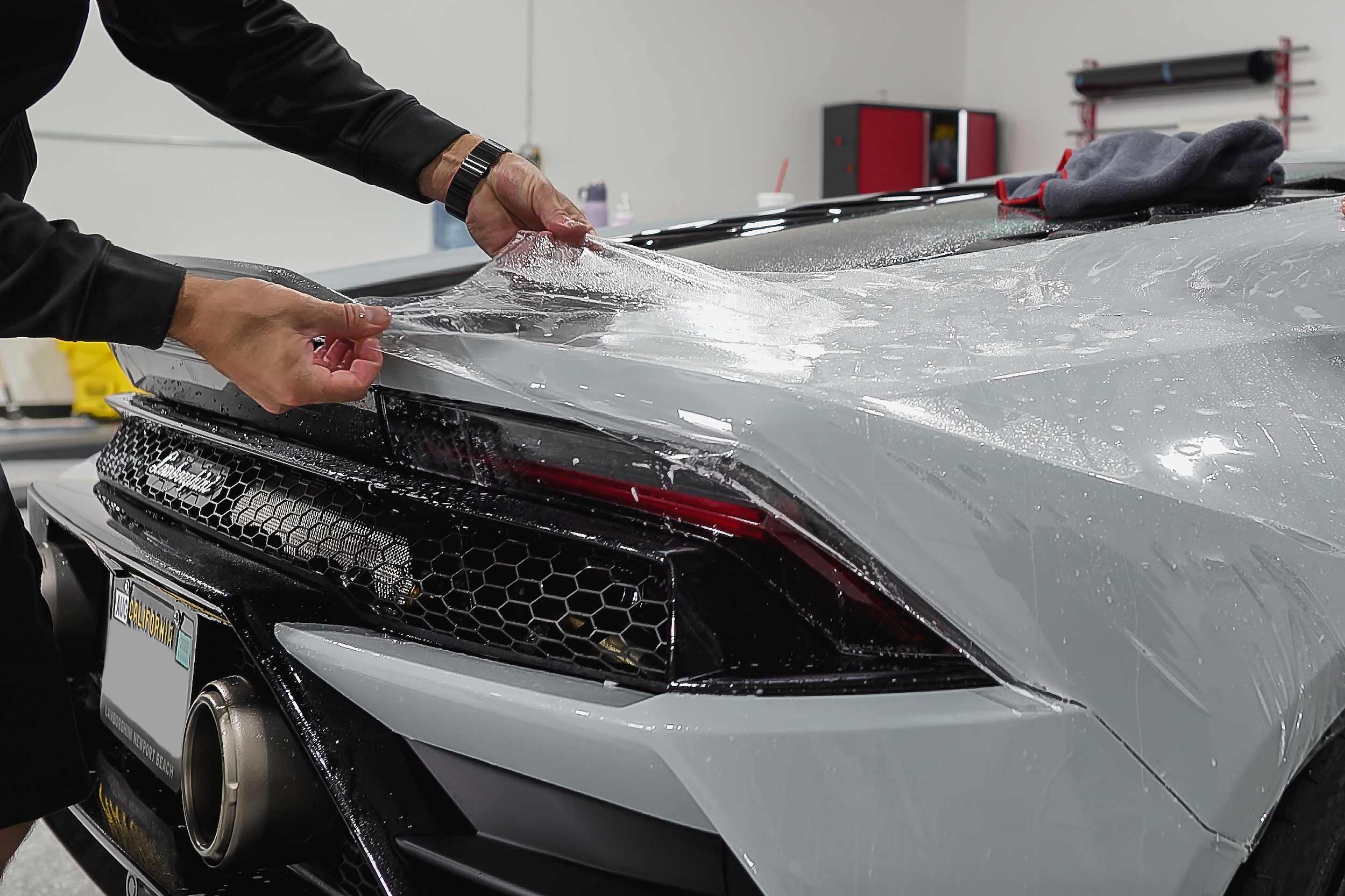 grey-lamborghini-huracan-evo-paint-protection-film-install-oc