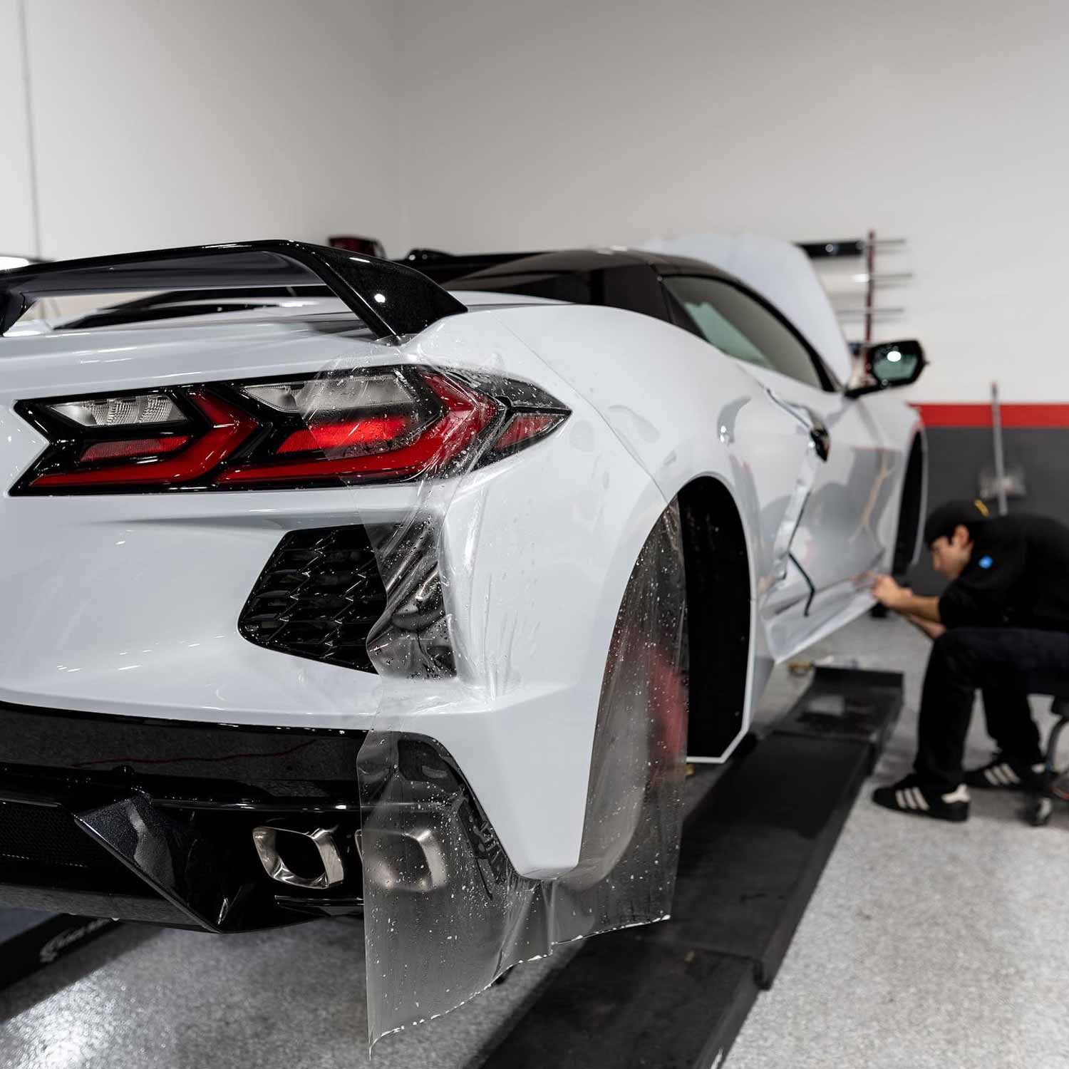 grey-corvette-c8-ppf-install-orange-ca