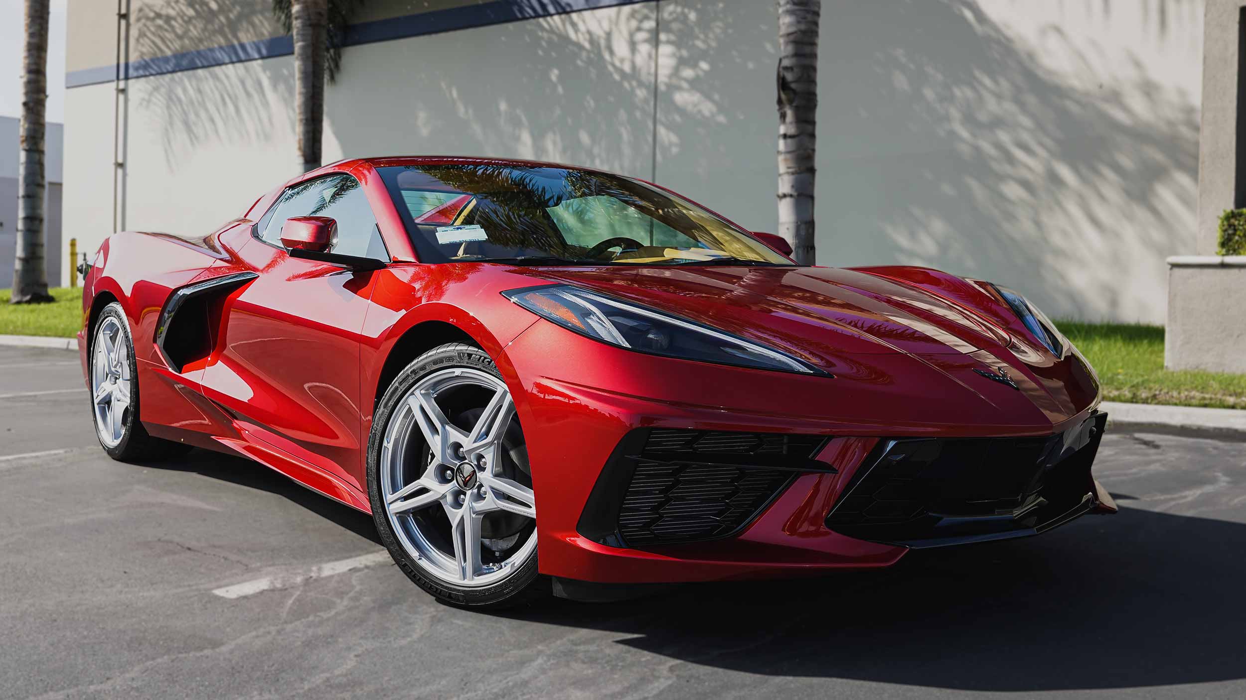 red-corvette-c8-front-shot