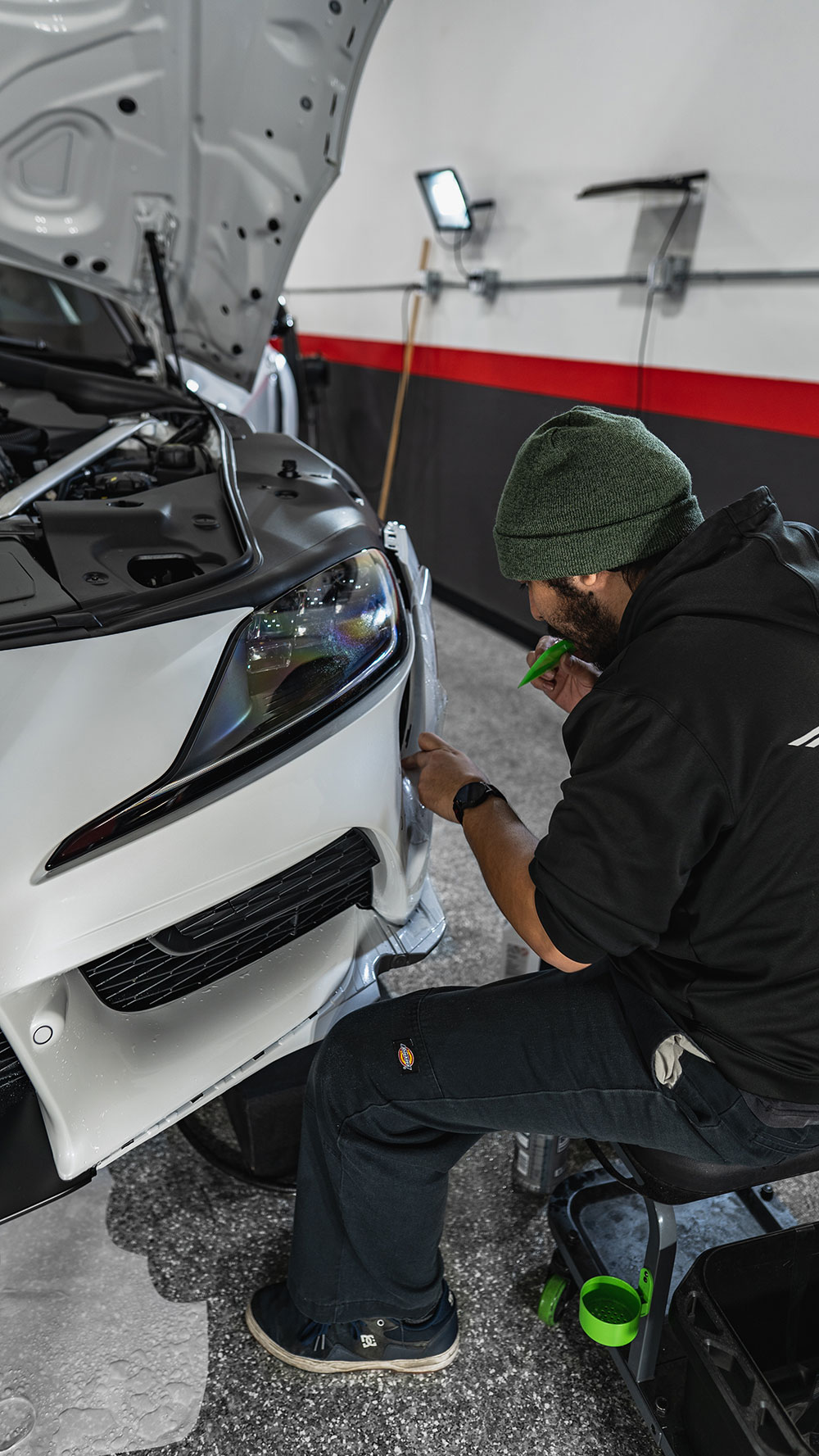 White Toyota Supra Paint Protection Film Install Orange County CA 1