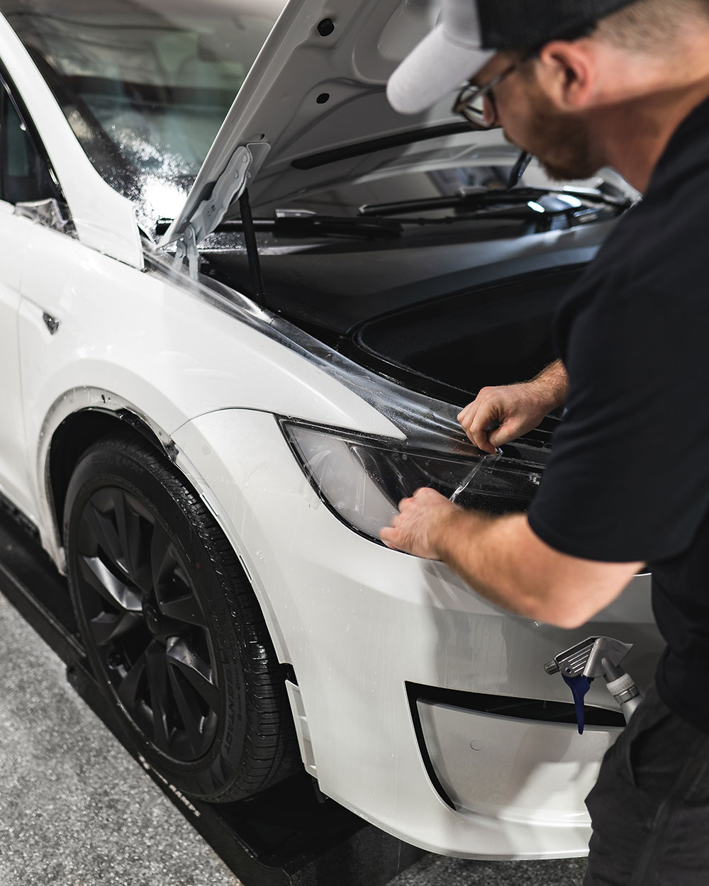 White Tesla Model X Matte PPF with Stek DynoMatt Orange County CA-SFW-4