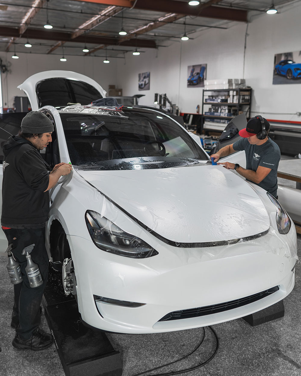 White Tesla Model Y Matte PPF with Stek DynoMatt Orange County CA-SFW-13