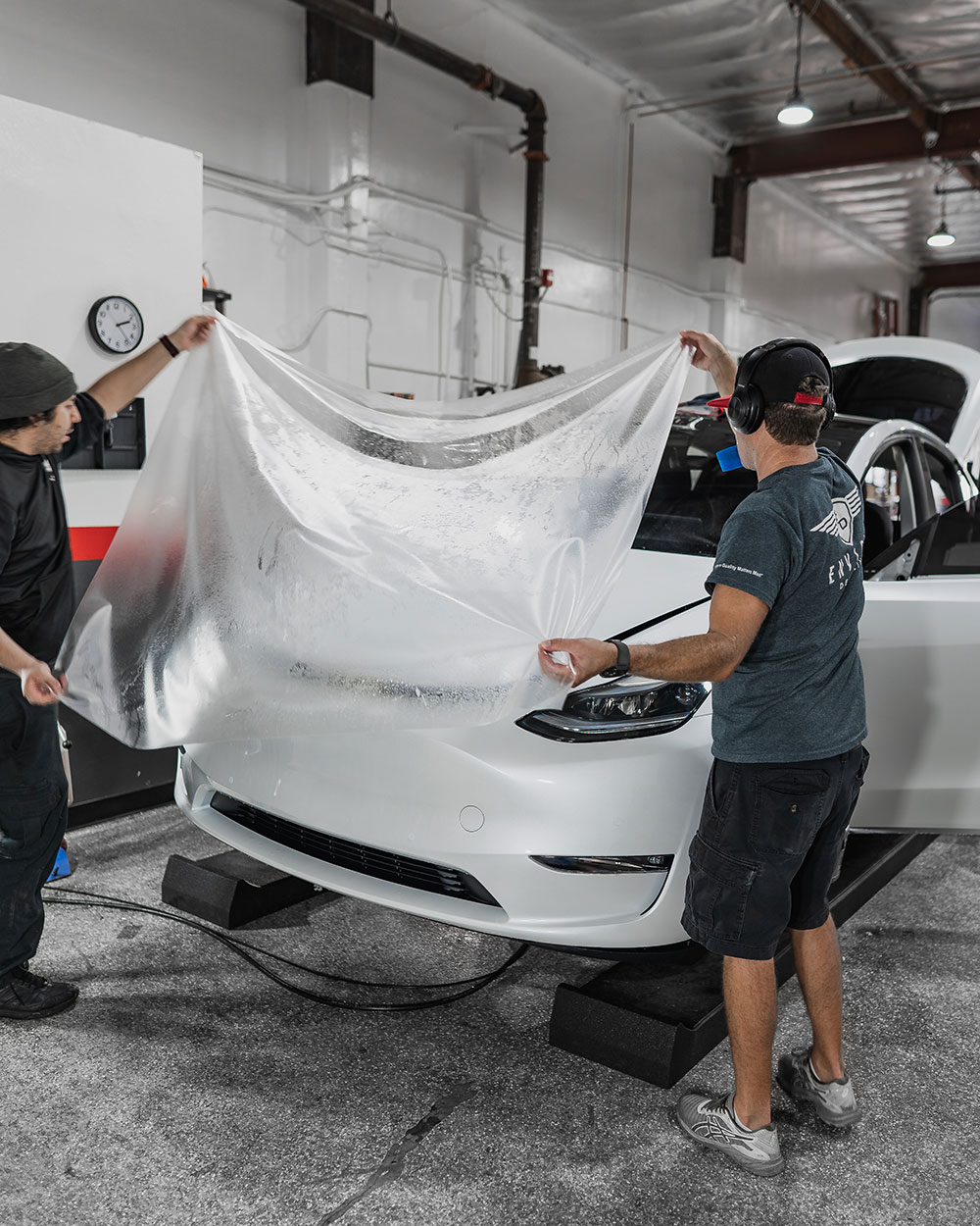 White Tesla Model Y Matte PPF with Stek DynoMatt Orange County CA-SFW-12