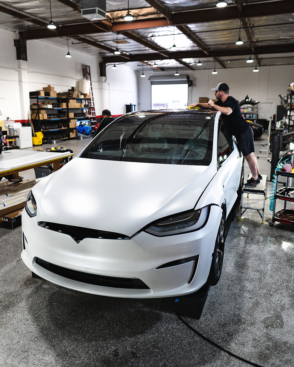 White Tesla Model X Matte PPF with Stek DynoMatt Orange County CA-SFW-2