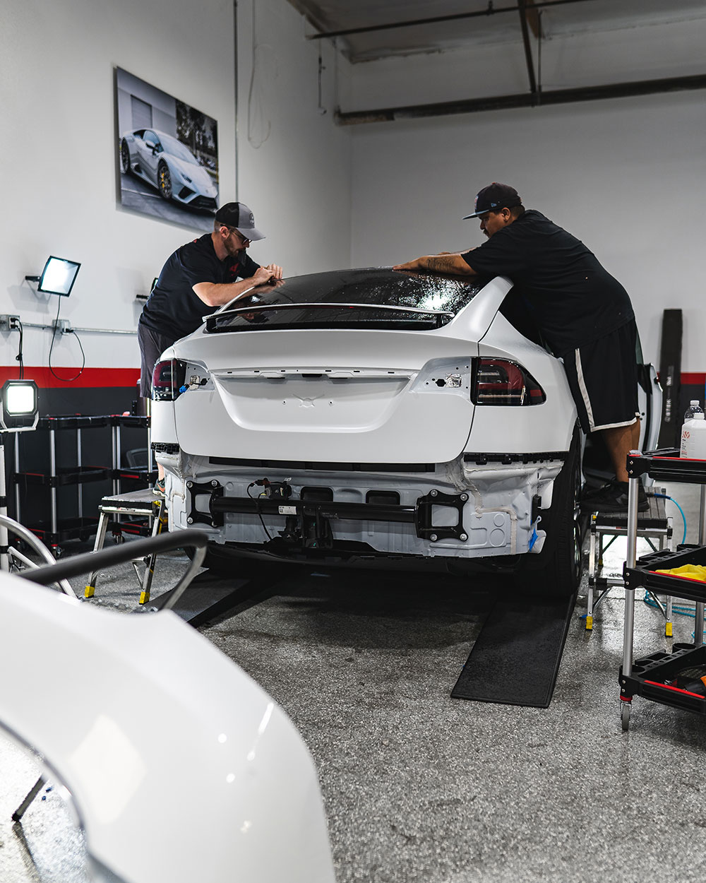 White Tesla Model X Matte PPF with Stek DynoMatt Orange County CA-SFW-1