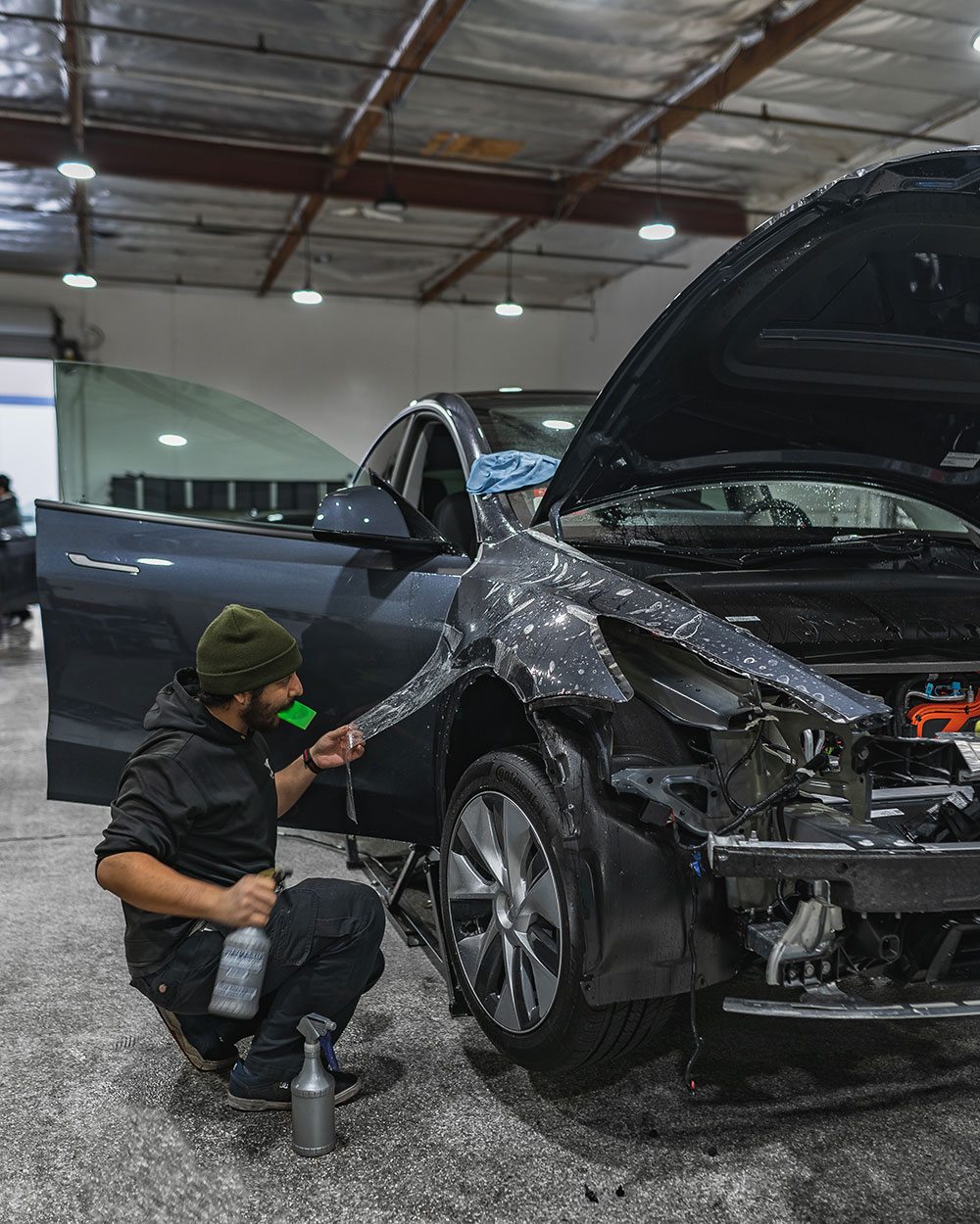 Grey Tesla Model Y Paint Protection Film and Ceramic Coating Southern California -SFW-2