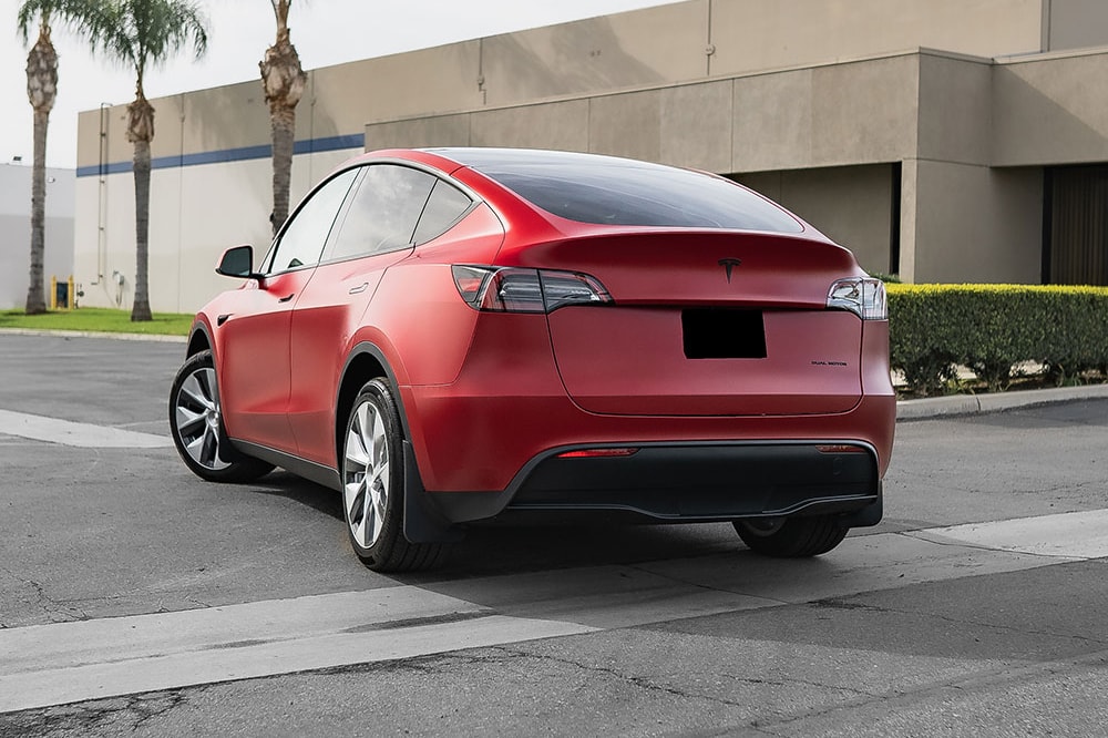 Red Tesla Model Y Matte PPF with Stek DynoMatt Orange County CA-SFW-4