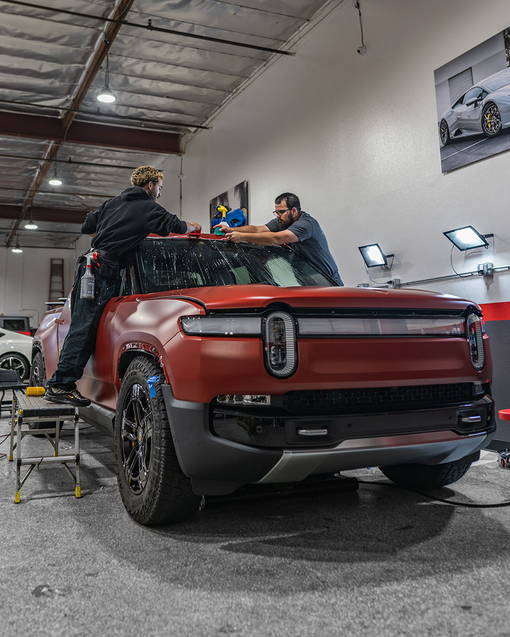 Red Canyon Rivian R1T Matte w Stek Dynomatte PPF Paint Protection Film Orange County, CA -SFW4