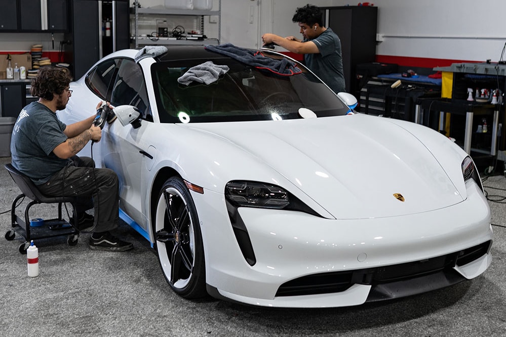 White-Porsche-Taycan-Polishing Orange County CA