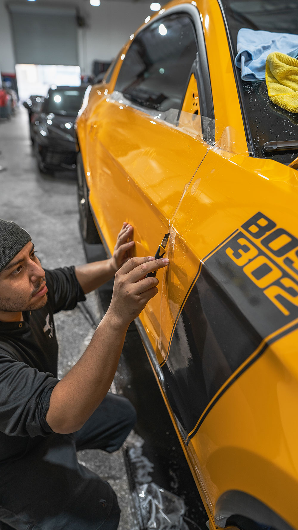 Yellow Ford Boss 302 Mustang Full Body Paint Protection Film orange ca sfw5