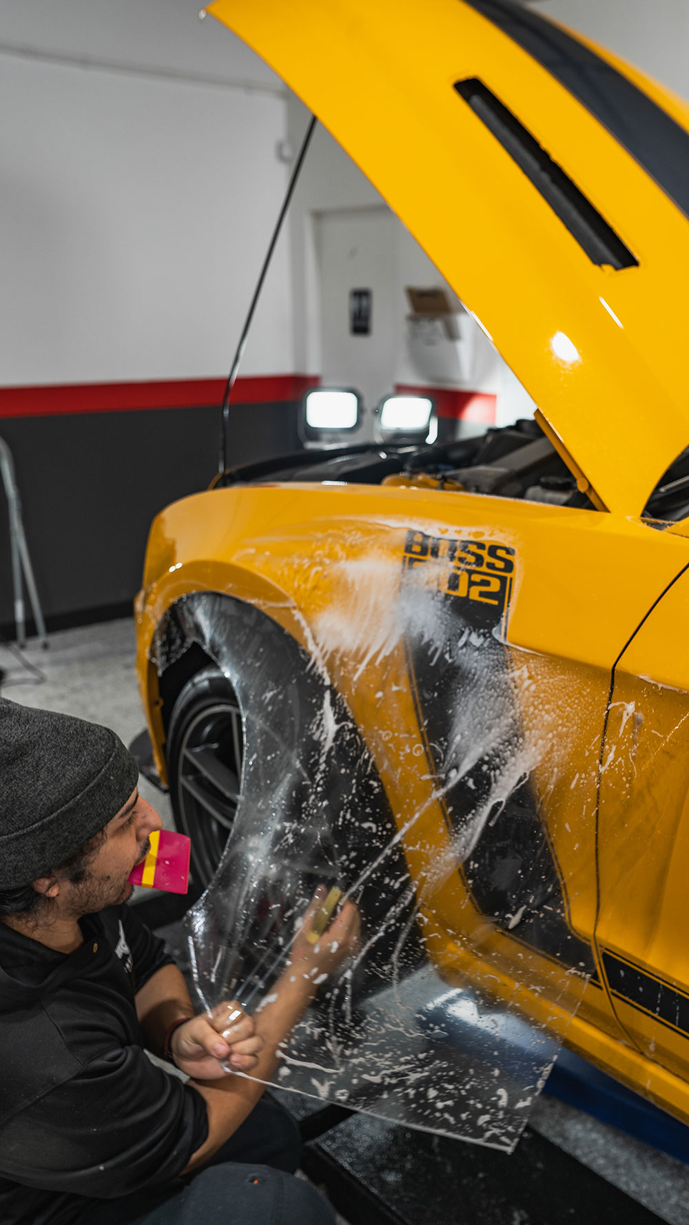 Yellow Ford Boss 302 Mustang Full Body Paint Protection Film orange ca sfw2