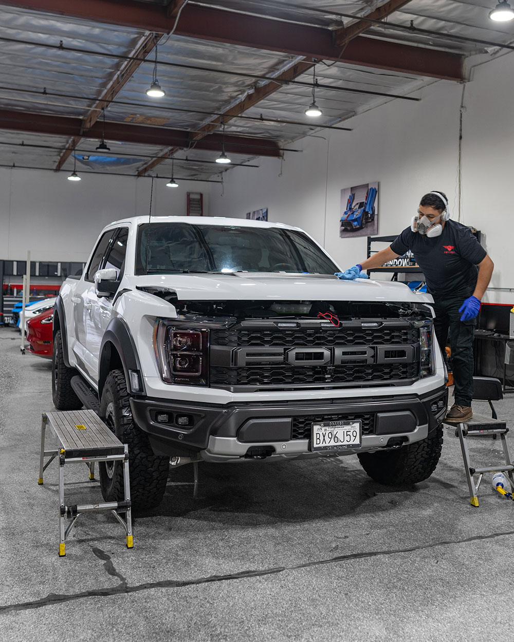White Ford F150 Raptor paint correction and ceramic coating socal sfw3