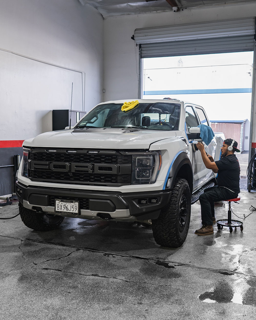 White Ford F150 Raptor paint correction and ceramic coating socal sfw2