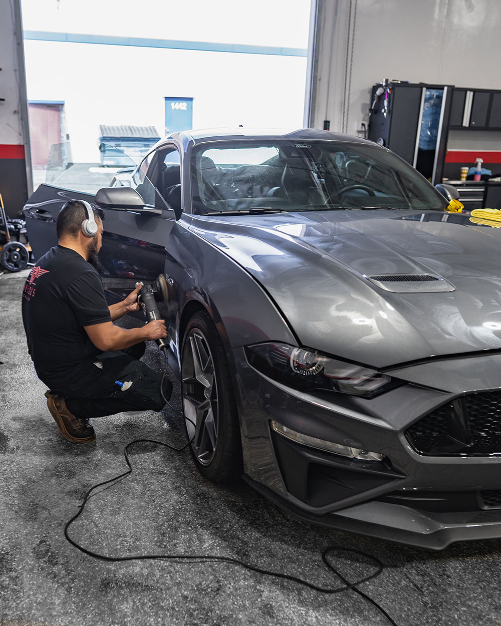 Grey Ford Mustang GT Paint Protection FIlm orange county ca sfw1