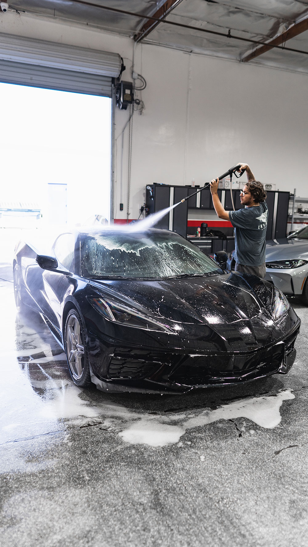 black corvette c8 paint correction & ceramic coating sfw