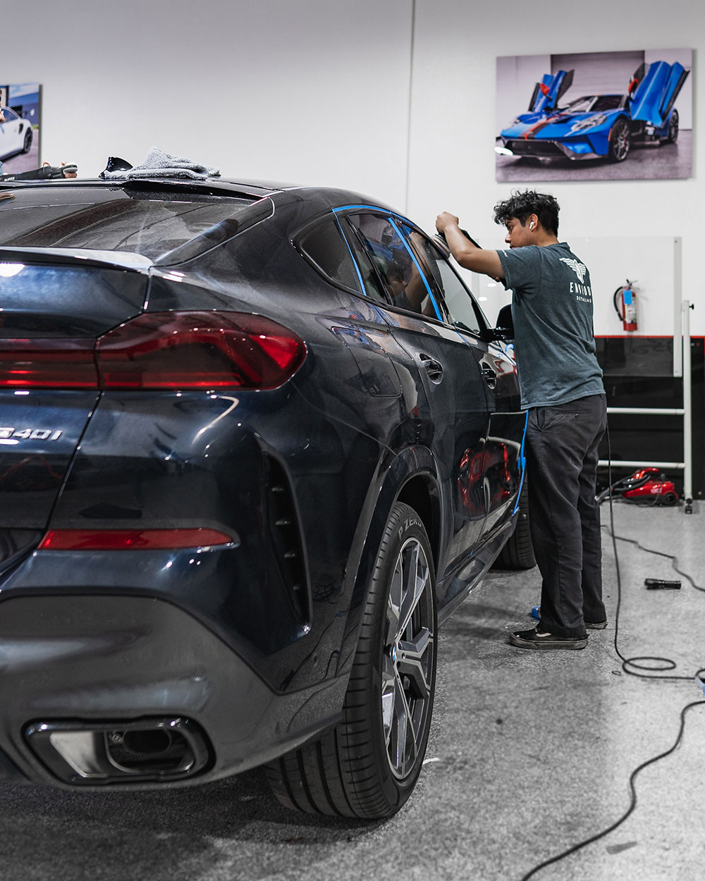 blue bmw x6 full body ppf install orange ca sfw3