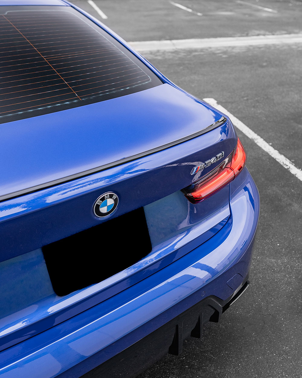 blue bmw m340i full body ppf install orange ca sfw8