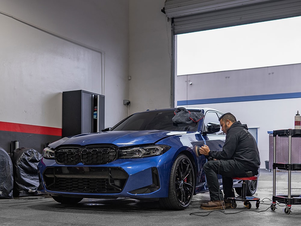 blue bmw m340i full body ppf install orange ca sfw2