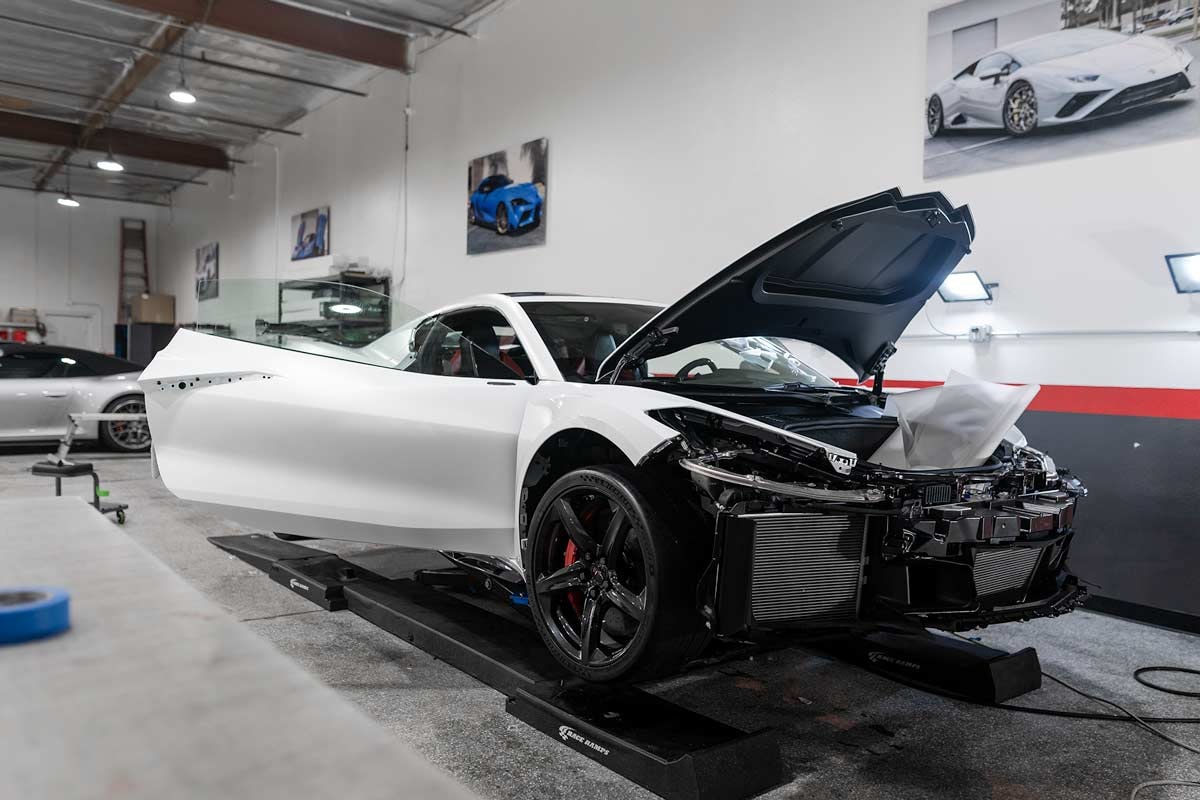 satin white covette c8 z06 ppf install