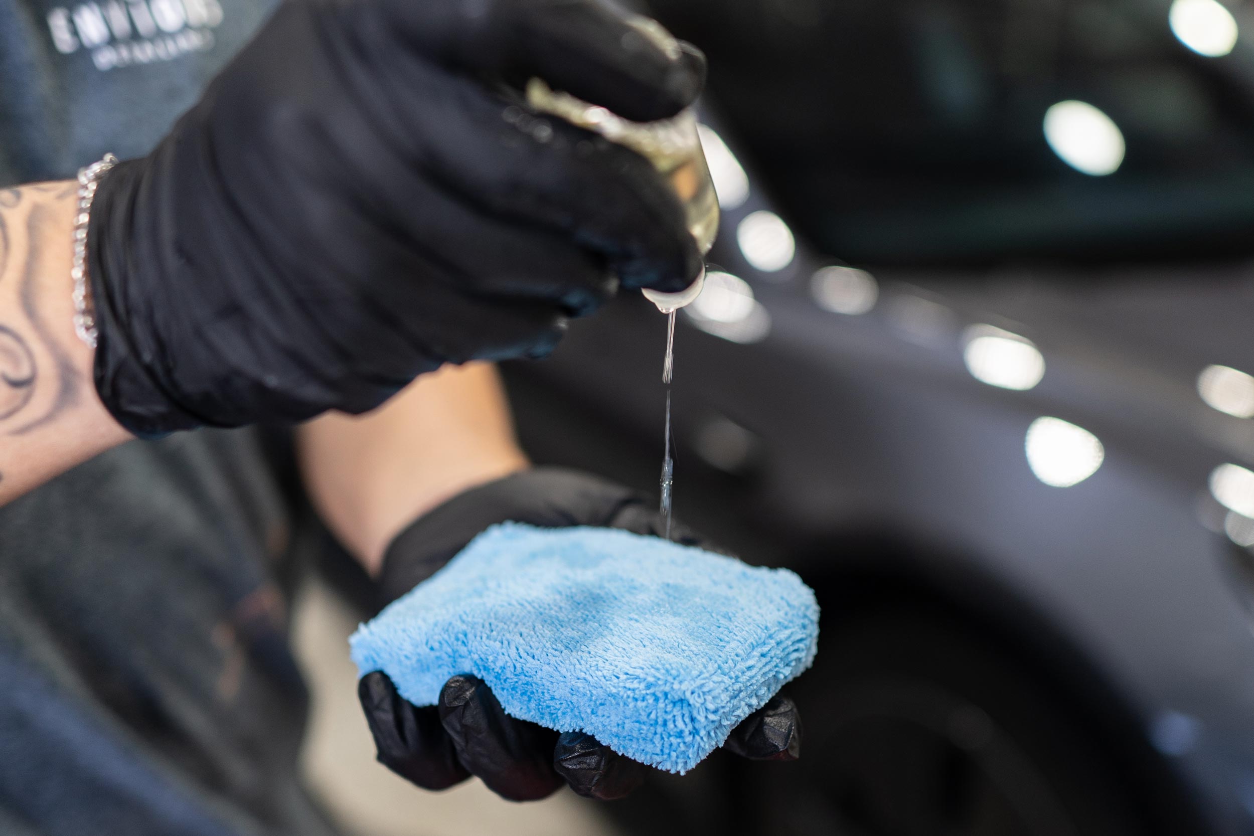 Pouring Ceramic Coating on Applicator Pad